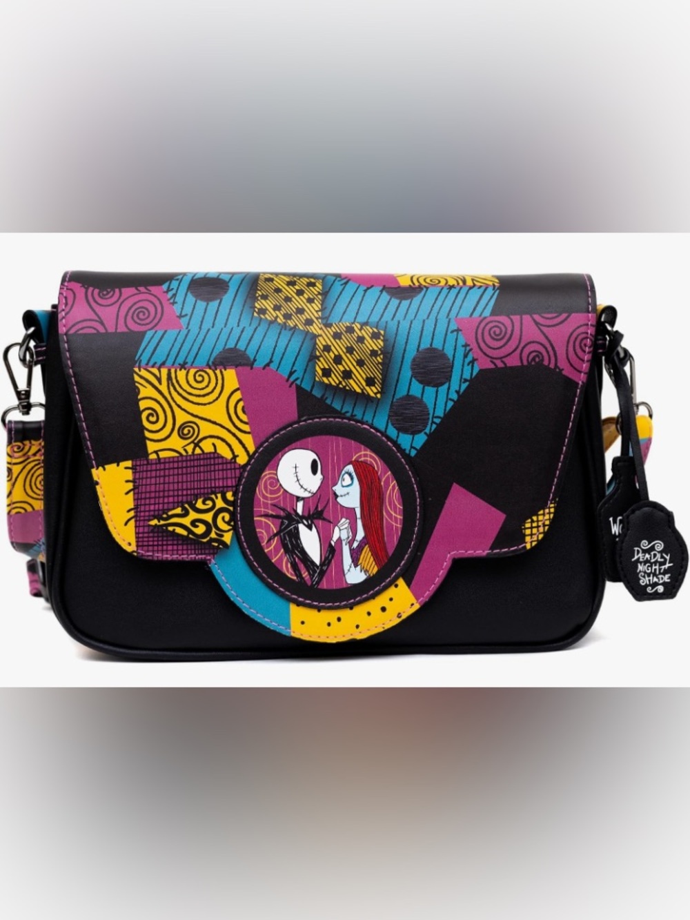 BNWT!💜💚🖤Disney Nightmare Before Christmas Jack & Sally Crossbody Bag
